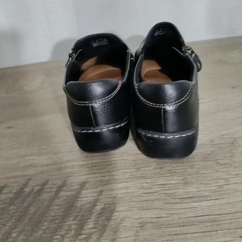 Clarks Black Leather Slip-On Shoes - Picture 5 of 9